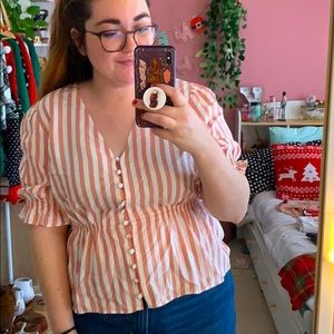 NWOT Pink and white striped Madewell blouse